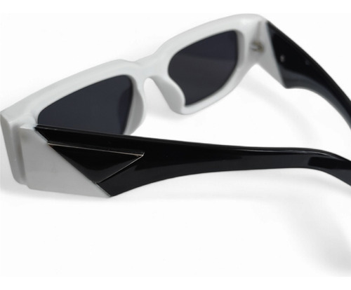 Lentes De Sol Rectangulares Estilo Moderno Unisex Blanco Negro Blanco