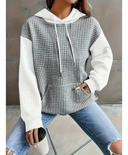 Chaqueta Tipo Sudadera Con Capucha Color Block