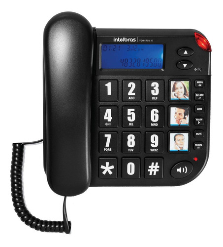 Teléfono Intelbras Tok Fácil ID fijo - color negro