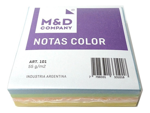 Taco Notas De Colores M&d 9x9cm X300 Hojas