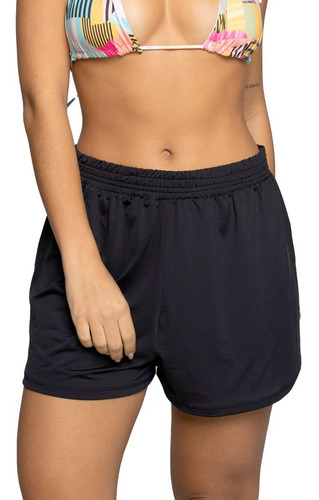 Imagem 1 de 9 de Short Saida De Praia Curto Liso Uv 50+ Moda Feminina Verão