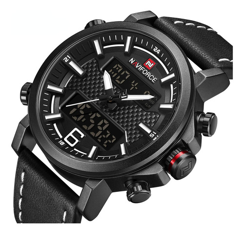 De Reloj De Cuero Digital Militar Impermeable Naviforce