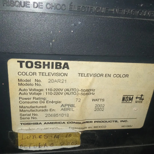 Imagen 3 de 3 de Tv Convencional Ó Culón De 21 Pulgadas Marca Toshiba