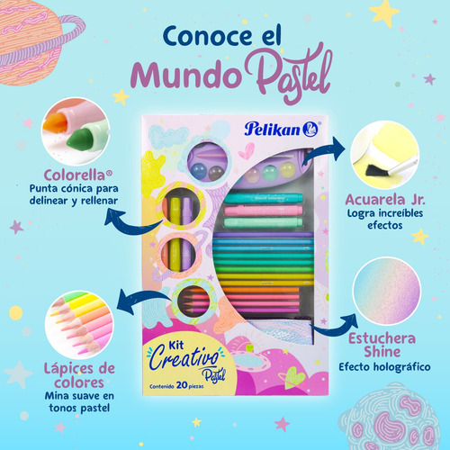 Imagen 2 de 10 de Kit Creativo Pelikan - Edición Pastel - (20 Piezas)