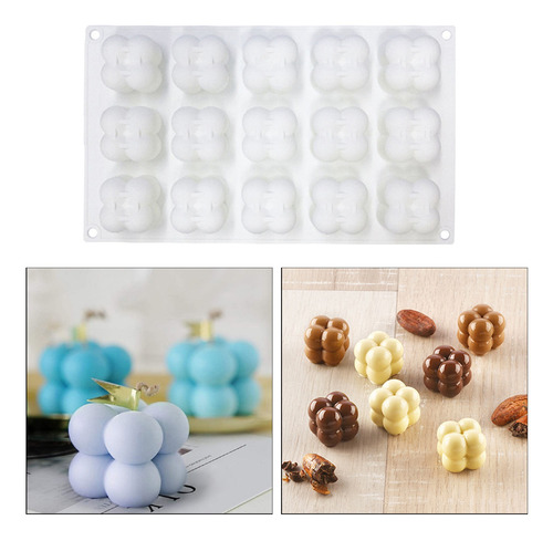 Imagen 7 de 12 de 15 En 1 Silicona Cubo Vela Molde Mini Burbuja Cubo Forma De
