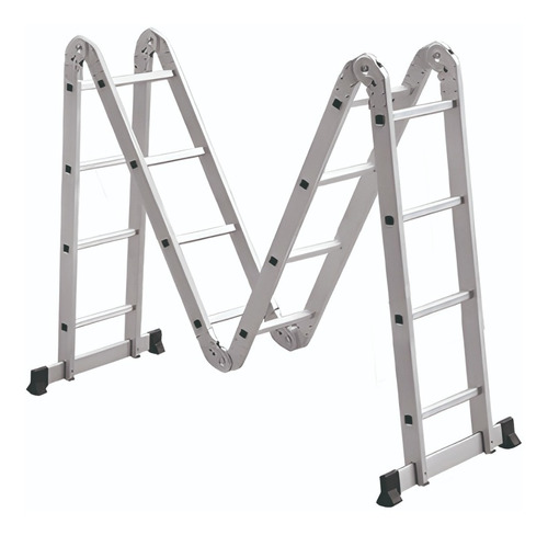 Escalera De Aluminio Plegable Plegable 4x4 Multipropósito Color Plateado