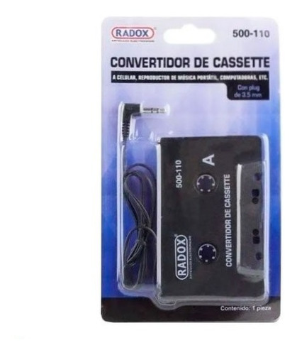 Convertidor De Cassette Con Cable Y Plug 3.5mm Radox 500-110