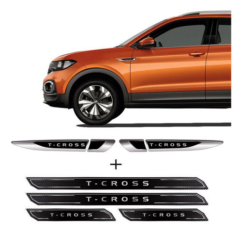 Adesivo Aplique Lateral Para T-cross 2019 2020 2021 2022 E Soleira Protetora Sportinox