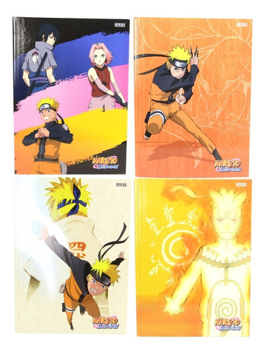 Caderno Grande Brochurão Naruto 80 Fls Kit Com 4 Unidades