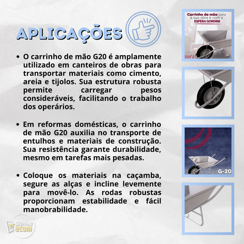 Carrinho De Mão Reforçado Profissional 60lts Obras Combo 3un