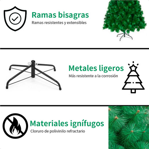 Árbol Navidad Pino Tet 1.5m Pascua Artificial Frondoso Verde