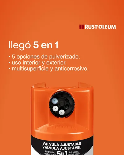 Pintura Aerosol Antióxido Rust Oleum 5 Válvulas Ultra 5 En 1 Color Negro Satinado