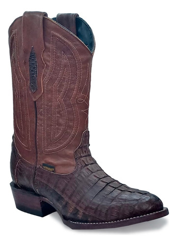 Bota Vaquera Wyoming, Piel Caimán Cola Café Horma Oval