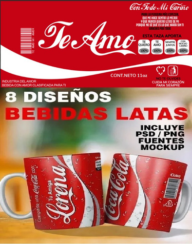 Plantillas Editable Lata Refrescos Diseños Sublimación Tazas