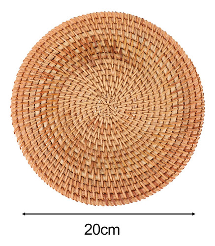 Placemats Redondos De Rattan, Copos, Tapete 20cm