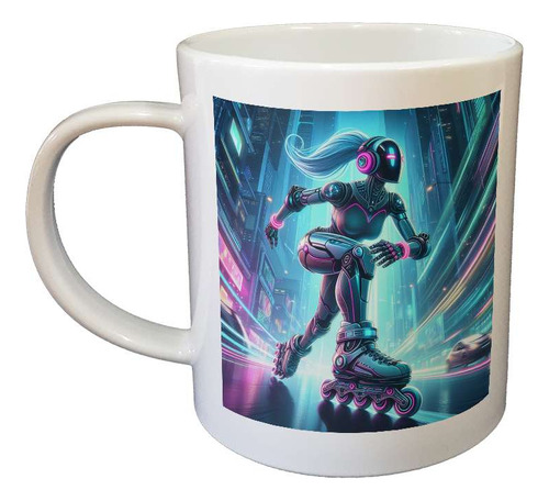 Taza Plastico Robot Patines Rollers Patinando Rolling