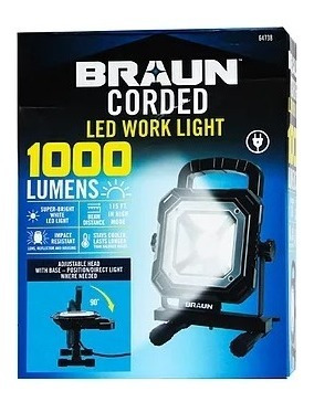 Luz De Trabajo 1000lm C/cable Y Base Braun 64738