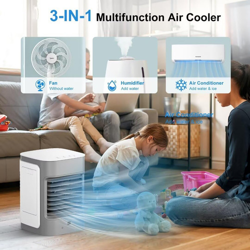Mini Aire Acondicionado Portátil Enfriador Personal 3 En 1 U Gris