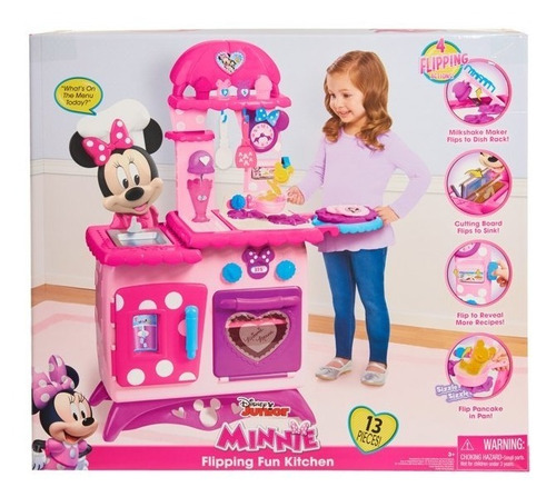 Cocinita Minnie Mouse Con Sonidos Incluye 13 Piezas Color Rosa