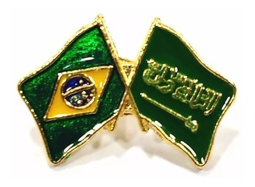 Bótom Pim Broche Bandeira Brasil X Arábia Saudita Folheado