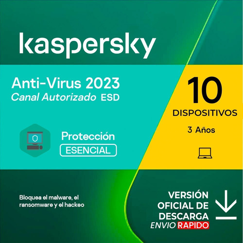 Licencia Kaspersky Antivirus 10 Pcs 3 Años