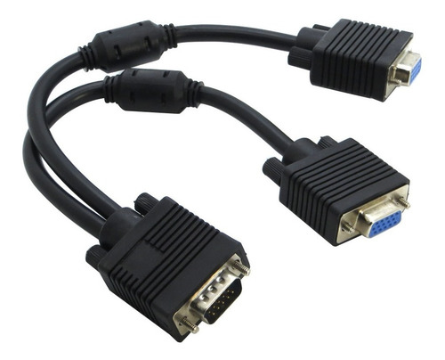 Imagen 2 de 3 de Cable Reforzado Divisor De 15 Pines Vga Macho A 2 Vga Hembra