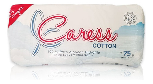 Algodón Hidrofílico Caress Cotton 75gr Extra Suavidad y Absorción 100% algodón hidrofilo