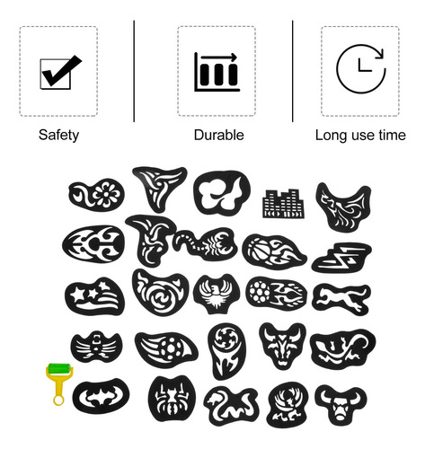 Plantillas De Tatuaje Para Cortes De Pelo, 25 Hojas, Varias