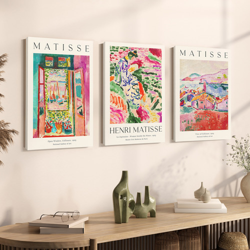 Set X3 Cuadros Matisse Bauhaus Yayoi Boho - 40x60 - Canvas 1