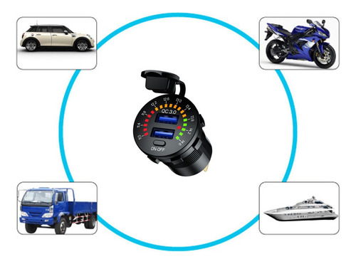 * Cargador De Coche Usb Dual Qc3.0 12v 24v Carga Rápida Con