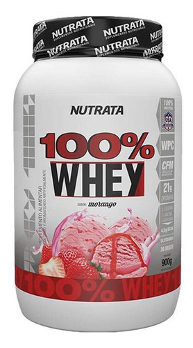 100% Whey Nutrata 900g - Morango