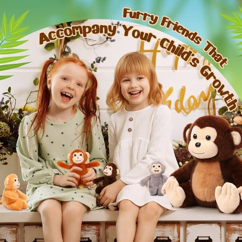 Conjunto De 5 Juguetes De Peluche De Mono Aoriher, 1 Mamá Mo
