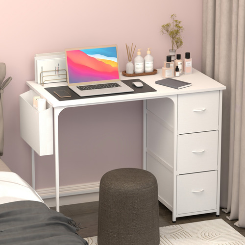 Escritorio De Oficina Minimalista Moderno Con 3cajone Blanco Blanco
