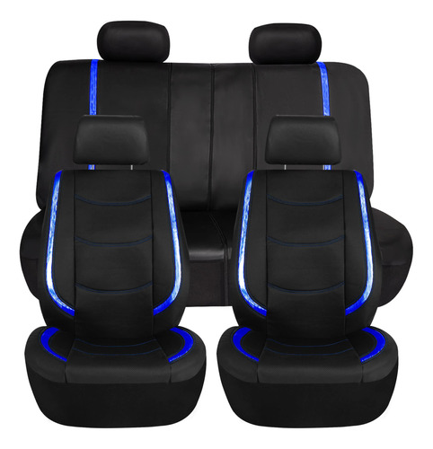 Tlh Funda Asiento Automovil Azul Galaxy13 Raya Metalica Piel