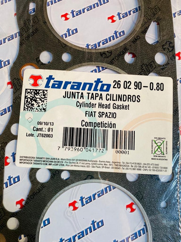 Junta Tapa Cilindro Competicion Fiat Spazio - 0.8 Mm -