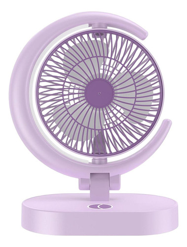 Mini Ventilador De Mesa Con Luces Nocturnas Violeta