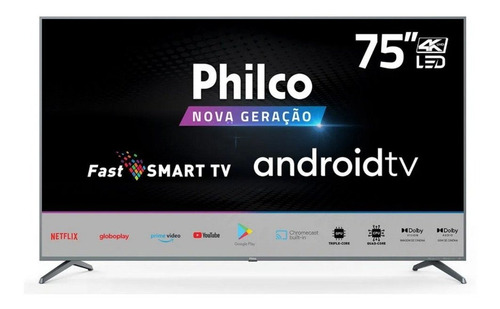 Imagem 1 de 4 de Smart Tv 4k Led 75 Pol Philco Fast Tv Ptv75m70agcsg
