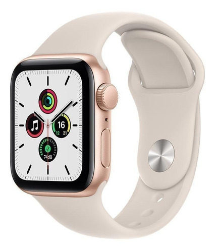 Imagen 1 de 7 de Apple Watch SE (GPS, 40mm) - Caja de aluminio color dorado - Correa deportiva Blanco estelar