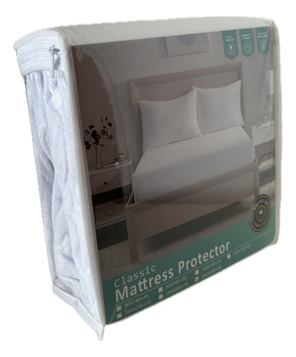 Protector Cubrecolchón Impermeable Toalla/pvc 200x160 Queen Blanco Liso 2 Plazas