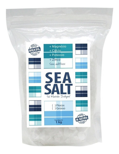 Sal Marinho Sea Salt Natural - 100% Integral 10x1kg (10kg)