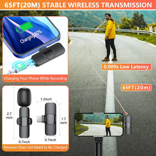Wireless Microphone For iPhone, Android Phone, Laptop, Cd...