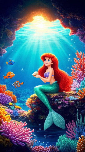 Toalla Baño Suave Bata Niña La Sirenita Ariel Microfibra Azul Mar