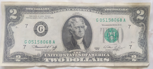 Billete De 2 Dólares  Series 1976