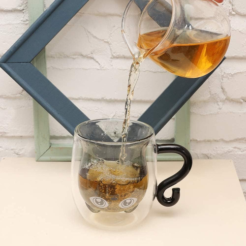 Black Cat Mug Cute Mug With Handle Double Walled Coffee M...