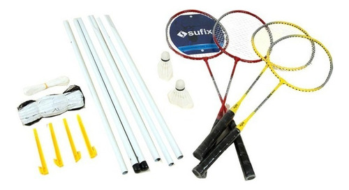 Set Badminton 4 Raquetas + 2 Plumas + Malla + Soporte /juego