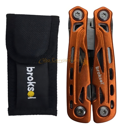 Pinza Cortapluma Multiuso Broksol 12 Utilidades Herramienta Color Naranja