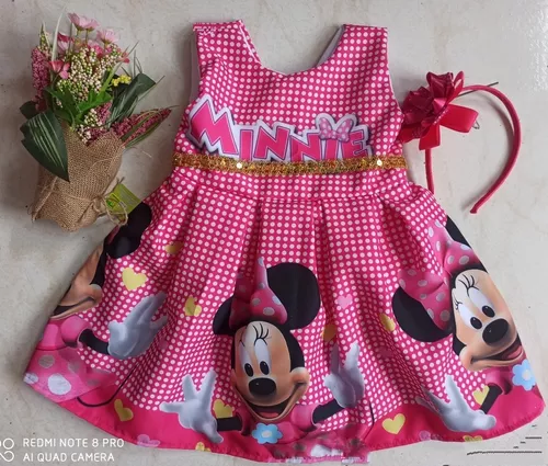  Vestido Niña Minnie Mouse Rotondos Fiesta Cumpleaños