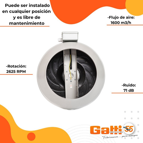 Imagen 6 de 9 de Extractor De Aire Entre Conducto Chapa 31.5 Cm Gatti Vent