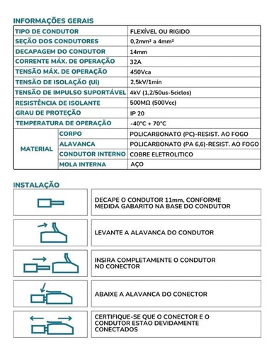 Kit 30 Conector 2 Vias Derivação Emenda Rápida Tipo Borne