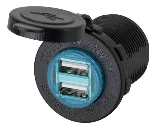 Carregador Tomada Usb Veicular Turbo Em Led 12 - 24v Lancha